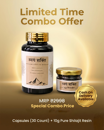 Swayam Shakti Pure Shilajit Combo | Capsule (30) + Resin (10g) | Himalayan Shilajit
