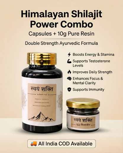 Swayam Shakti Pure Shilajit Combo | Capsule (30) + Resin (10g) | Himalayan Shilajit